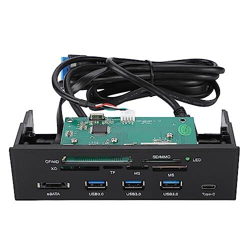 KIMISS Lector de Tarjetas Interno multifunción para PC, Panel Frontal con Ranuras SD/MMC/MS, Compatible con 5.25", conexión USB, Accesorio para Dashboard