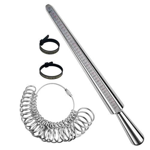 Baxcdyswe 4 Piezas Medidor de Anillos, Dedo Ring Sizer para Medir Tamaño Dedos Metal Anillo Joyería Kit A-Z, Metal Medida Joyería Conjunto de Herramientas Joyería con 3 Escalas Medición (EU, US, UK)
