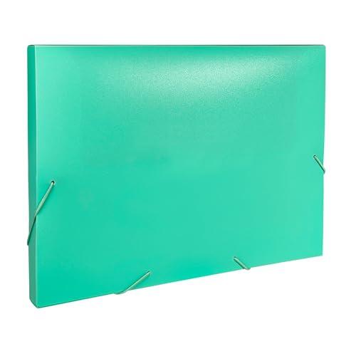 Caja archivadora con cierre elástico, tamaño A4, color verde pastel