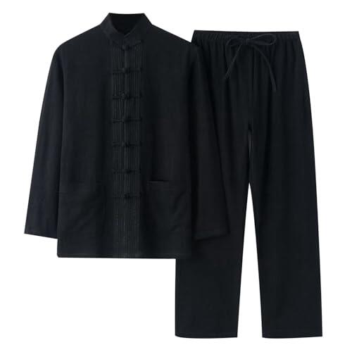 Bauzuoyo Kung Fu Traje de mujer y hombre - Artes Marciales Chinas Tradicionales Tai Chi Qigong Wing Chun Shaolin Wushu Manga Larga Entrenamiento Ropa Ocio Ropa Uniforme Chaqueta Pantalones Traje de