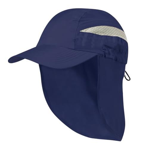 MIBANDERA Gorra con Protector Cuello-Nuca. Gorra Trekking Montaña Senderismo. Gorra Cierre Ajustable Microfibra. Gorra Hombre. Gorras Mujer. (Microfibra, Azul Marino)