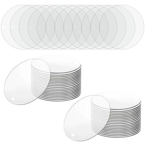 UTMACH 50 Piezas 6.5cm Hojas de Acrílico Transparentes Circulares Con Agujero para Exhibición de Fotogramas, Artesanía de DIY