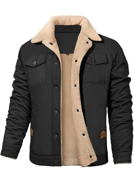 Svanco Chaqueta De Invierno Para Hombre Chaqueta Con Solapa Y Forro Polar Chaqueta Cargo Militar Ajustada Y Cálida Chaqueta De Combate 5 Bolsillos Chaqueta Térmica Cortavientos Gruesa M-XXL