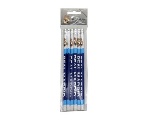 CYPBRANDS Real Madrid, Set de Papeleria, Lápices con Goma, Lapiceros, Material Escolar, Escritura, Color Azul, Producto Oficial
