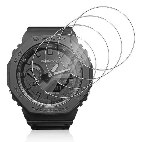 Funrae Protector de Pantalla Compatible con Casio G-Shock GA-B2100 /GA-B2100 [4 piezas], Cristal Templado Protective Film [No Burbujas] [Anti-Arañazos] HD 9H Transparente Vidrio Templado Saver