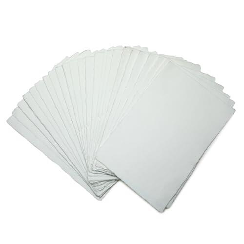 Fausta Papel liso de algodón blanco hecho a mano, 25 hojas de 11.7 x 8.25 pulgadas (A4) (400 g/m²) | Papel prensado en frío para bocetos, dibujos, invitaciones, medios mixtos