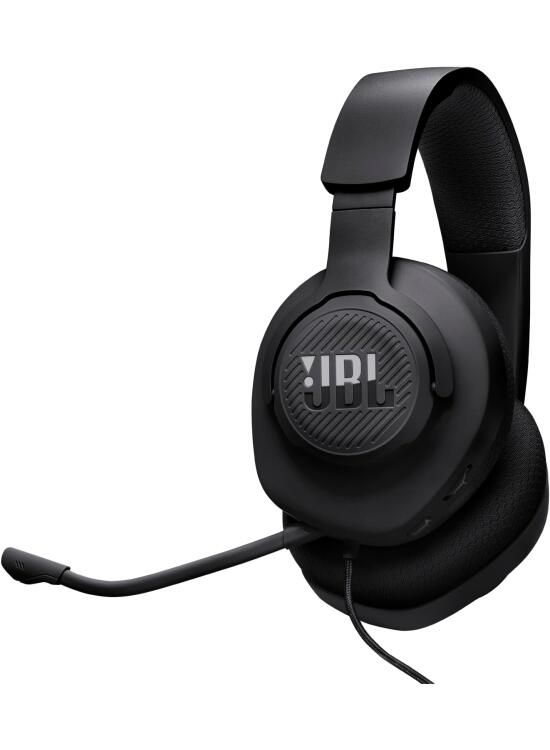 JBL Quantum 100M2 cascos circumaurales para gaming, JBL QuantumSOUND Signature, cable de audio de 3.5 mm, compatibles con múltiples plataformas, micrófono desmontable, función de silencio, negro