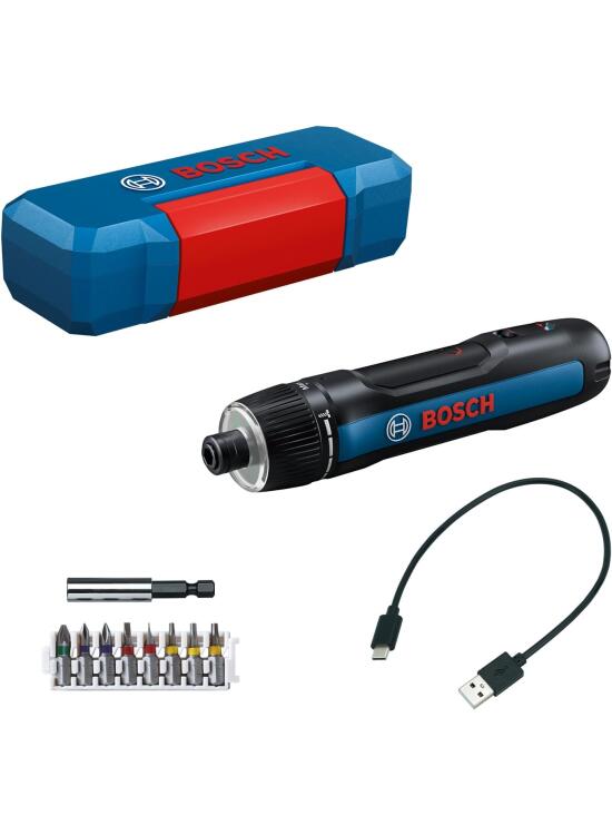 Bosch Professional Atornillador a batería Bosch GO 3 (incl. set de 8 puntas, portapuntas, cable USB-C, minimaletín)