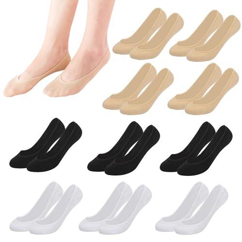 KEYRI 10 Pares Calcetines Invisibles Mujer, Calcetine Antideslizantes Invisibles Transpirables Calcetines, Pinkies Mujer para Mocasines Zapatos Planos, Talla Única