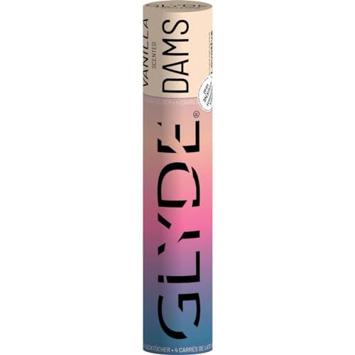 Glyde Dams Vanilla - Paños protectores de látex (4 unidades, aroma a vainilla), color amarillo, amarillo, 4 stück (1er Pack)