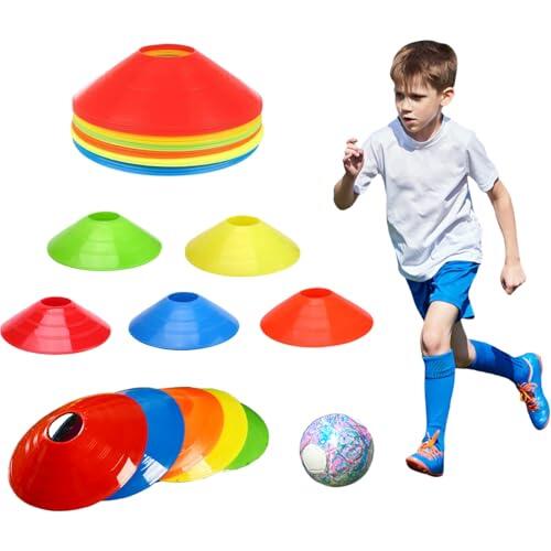 BAOSROY Conos Entrenamiento,Juego de Conos de Fútbol,Conos Marcadores,Conos Agilidad Redondos,Conos de Disco para Entrenamiento,para Entrenamiento de Fútbol y Marcado de Canchas (20pcs)