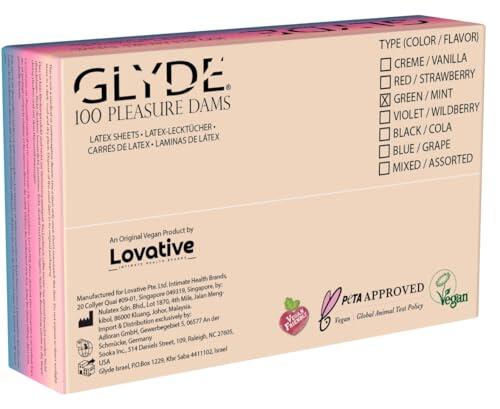 Glyde Dams Mint - Paños protectores de látex (100 unidades), color verde, verde, 25cm x 15cm