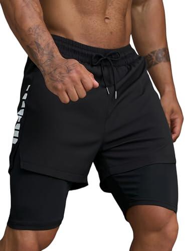 Smatstyle Pantalón Corto Deporte Hombre 2 en 1 Pantalones Cortos Deportivos de Secado rápido con Bolsillos de Entrenamiento Transpirables
