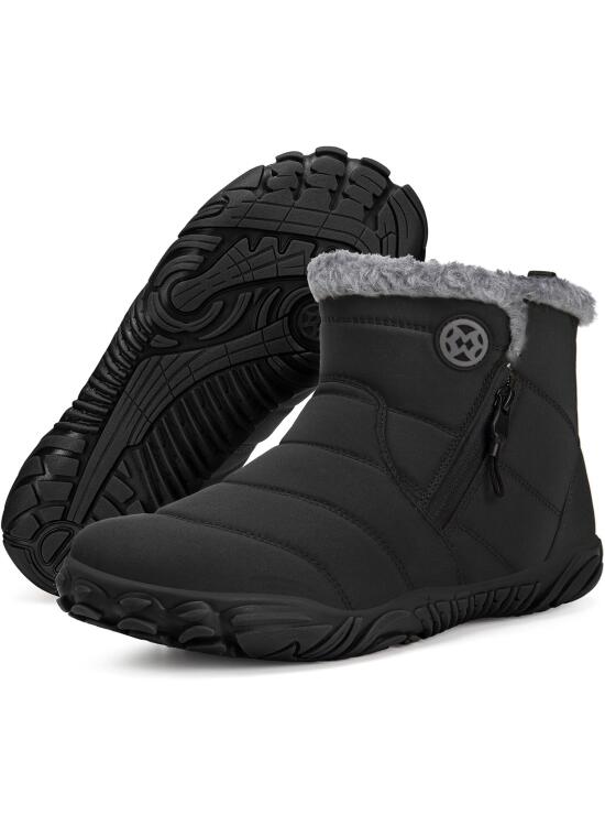 Barefoot Botas Hombre Mujer Invierno Cálido Minimalista Cómodas Forrados Botines de Nieve Caliente Zapatos Fur Forro Aire Libre Boots