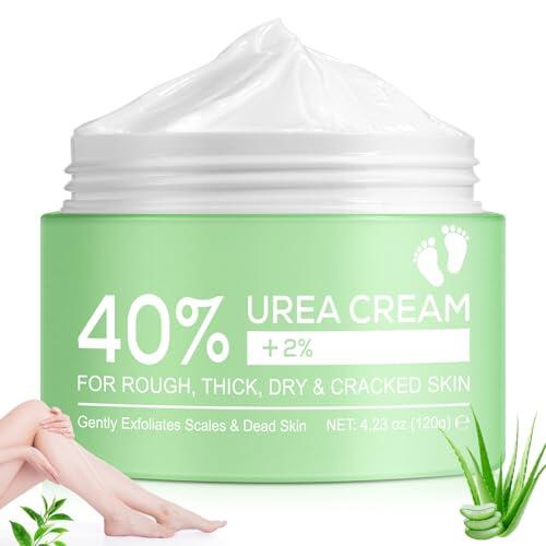 Crema Urea, Crema Urea al 40 Por Ciento, con 2% de ácido Salicílico y ácido Hialurónico, árbol de té y Aloe Vera Para una Hidratación Profunda, Para Pies, Manos