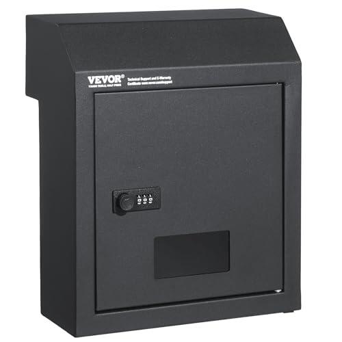 VEVOR Buzón Empotrable de Puerta 305x155x360 mm Buzón para Entrega de Correo a Través de Puerta 43 mm Acero Resistente Cerradura con Código de Combinación para Cartas, Llaves, Hogar, Oficina, Gris