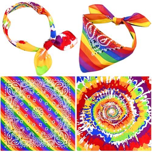 4PCS Gay Pride Bandera, Pañuelos de Arcoíris,Juego el Día del Orgullo Homosexualidad, Pañuelos Estampados de Rayas de Multicolor Bufandas Cuadradas de Bolsillo Bonitas para Regalos para niños y niñas
