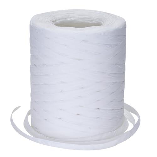 jijAcraft Cinta de papel de rafia blanca de 200 m, rafia natural, biodegradable, reutilizable, ideal para envolver regalos, decorar plantas y objetos, estilo rústico, para todas las ocasiones