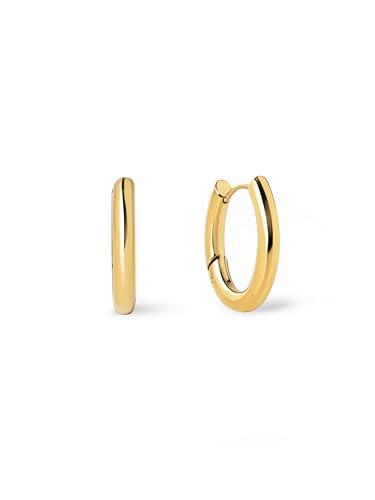 SINGULARU - Pendientes Samba. Acero con Acabado en Baño Oro de 18Kt. Estilo Minimalistas de Aro con Cierre Congo/Click. Joyas para Mujer