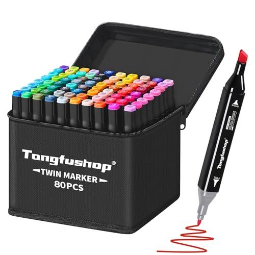 Tongfushop Rotulador de 80 Colores, 2S Secado Rápido Rotuladores Alcohol Doble Punta, Permanente Marcadores Base Alcohol para Adulto Dibujar, Colorear, Renderizar, Esbozar, Ilustrar, Caricaturizar