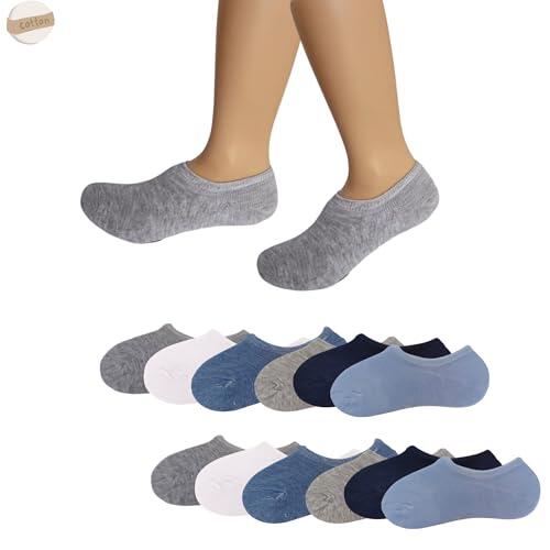 (Pack de 12) Calcetines invisibles niño/niña, de puro algodón cortos, medias transpirables suaves, antideslizantes-silicona para cualquier ocasión socks-pinkis-cortos-sport (Algodón, surtido 30-35)