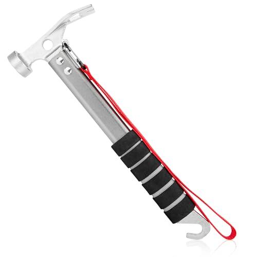 AYMQC Martillo de campaña ligero de aluminio, multifuncional y portátil, martillo para camping y actividades al aire libre, plata