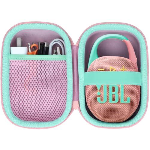 Lebakort Duro Caja Estuche Funda para JBL Clip 5 Clip 4 Altavoz inalámbrico portátil con (Estuche Rosa)