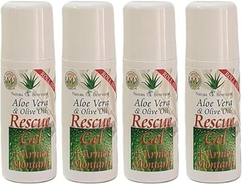 Roll On ResCue Gel Aloe Vera Con Efecto Inmediato Del Alivio Del Dolor con efecto analgésico en Articulaciónes, Cervicales Masaje Practico de Aplicar Alivia Tus Dolores Pack 4 Unidades