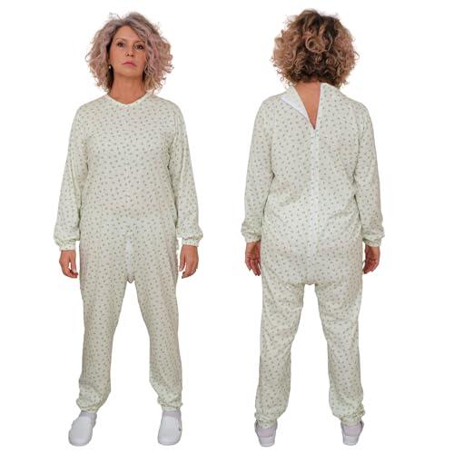 FERRUCCI COMFORT 9017 - Pijama sanitario con cuello redondo y cremallera trasera para personas mayores con incontinencia de Alzheimer, M