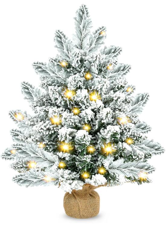 Arbol De Navidad, Mini Árbol De Navidad Artificial De 20.0 In con Luces Led, Árbol De Navidad con Base De Arpillera, Árbol De Navidad De Escritorio para Decoración Navideña En Casa, Oficina