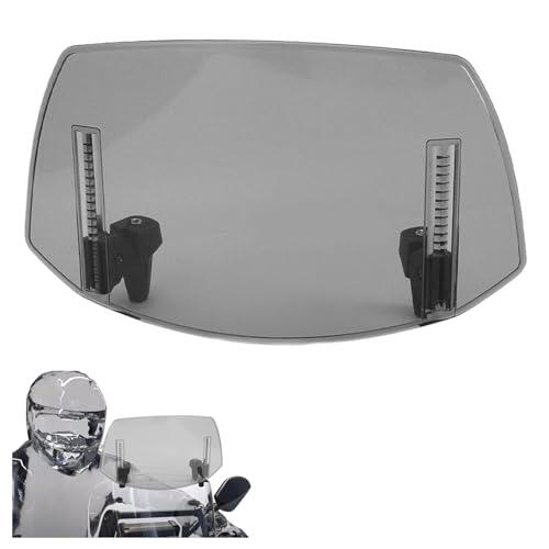 Tissting Parabrisas para Motocicleta, 29x22cm Universal Extensión de Alerón Parabrisas, ABS Gris, Parabrisa Universal de Motocicleta Deflector con Clip MT07 MT09 MT10 R1 R3 FZ6 TMAX530 TMAX 500