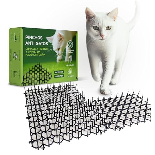 Mablik® Pinchos Anti Gatos, 12 Alfombrillas 15x20cm + 12 Anclajes + 20 Bridas. Repelente para Gatos Jardin, para Interior y Exterior Mantiene Alejados a los Gatos (12 Alfombrillas 15x20 cm)