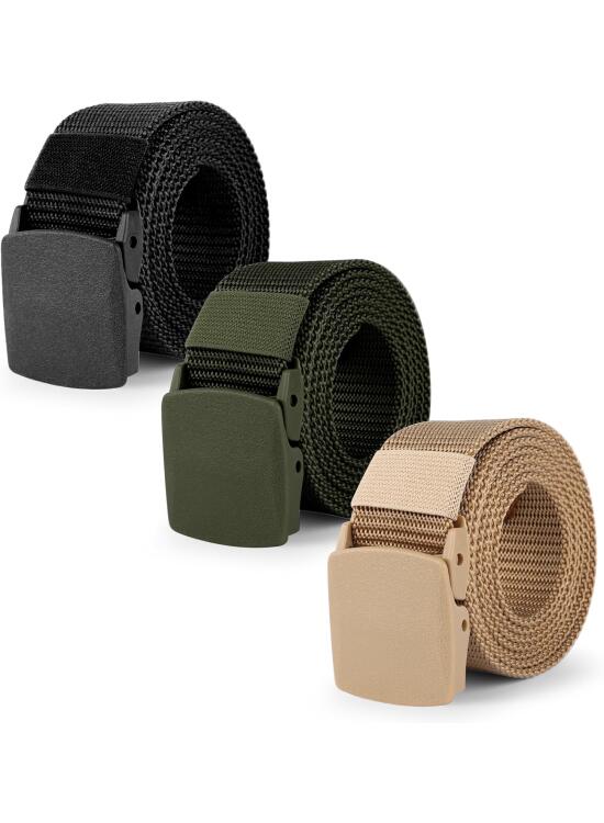 3 Piezas Cinturón Nylon con Hebilla Plástico Cinturon Trabajo Hombre Cinturones Hombre Cinto Hombre 150cm Cinturón Canvas Sin Agujeros Cinturón de Lona de Nylon Ajustable Cinturon Trabajo para Diario
