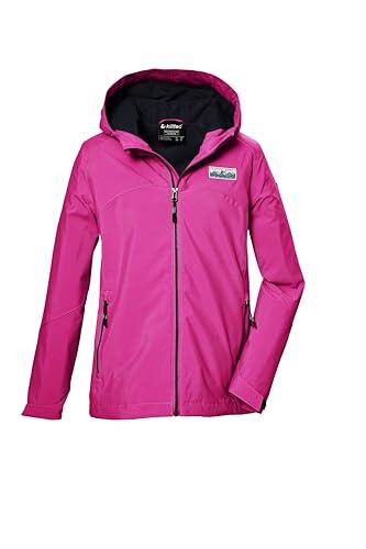 killtec Niñas Chaqueta funcional impermeable/chaqueta impermeable con capucha KOS 146 GRLS JCKT, neon pink, 176, 43218-000