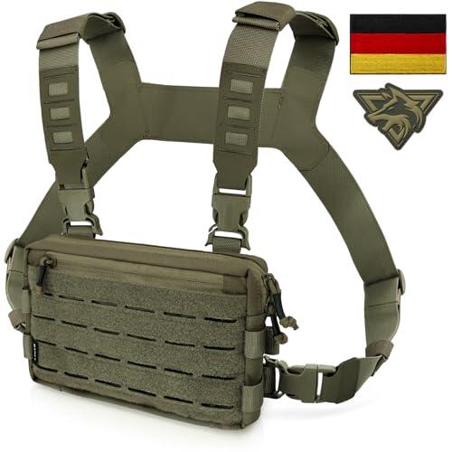 WYNEX Pecho táctico Rig Pack para los Hombres, Corriendo Bolsa de Pecho con Lazo Frontal Airsoft Recon Pecho Rigs para la Caza al Aire Libre EDC Combate Parche Incluido