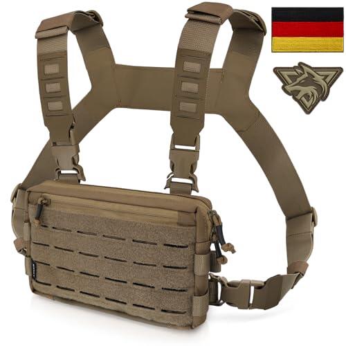 WYNEX Pecho táctico Rig Pack para los Hombres, Corriendo Bolsa de Pecho con Lazo Frontal Airsoft Recon Pecho Rigs para la Caza al Aire Libre EDC Combate Parche Incluido