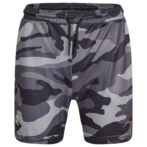 A2Z 4 Kids Niños Activo Pantalones Cortos De Educación Física Camuflaje - Shorts S10 Camo Charcoal 13-14