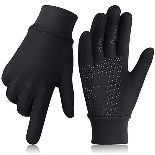 GXCROR Guantes de correr para pantalla táctil, guantes de forro polar, guantes deportivos cálidos, resistentes al viento, guantes de invierno, forro de guantes para hombre y mujer