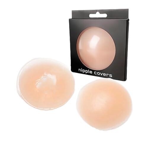 Kasbbu Pezoneras Ultra Finas, 2 Cubre Pezones Invisibles Mujer, Protectores de Pezones de Silicona Invisible, Adhesivas Reutilizables Silicona de Calidad, Redondas 8cm Transparente Sujetador Mujer