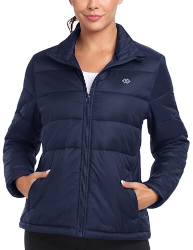 MoFiz Chaqueta de Pluma Ligero Mujer Chaqueta de Plumón Invierno Cálido Plumiferos Abrigo Antiviento con bolsillo EU L