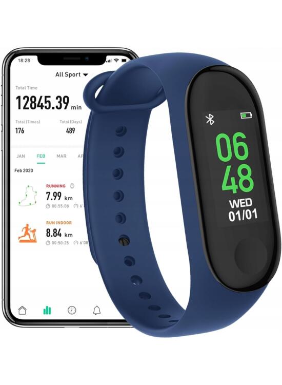 FOREVER Fitband Pulsera de Actividad Inteligente a Color Azul Marino - Pulsera Actividad con Presión Arterial Contador de Calorías - Pulsera Inteligente Mujer Hombre con Larga Duración de Batería