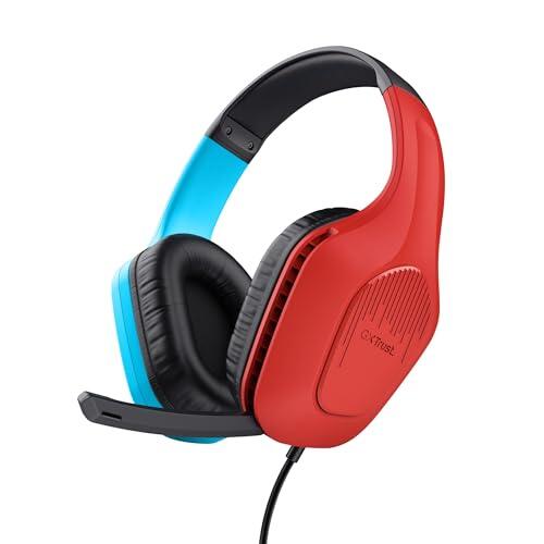 GXTrust Zirox Cascos Gaming Ligeros para Nintendo Switch, Azul/Rojo
