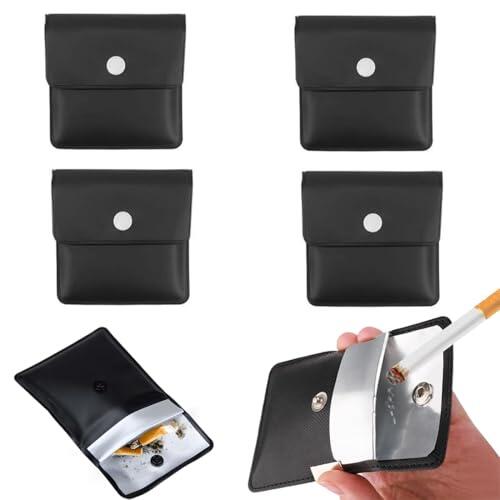 4 PCS Ceniceros y portátiles, ceniceros de bolsillo ignífugos, bolsa a prueba de olores, ignífugo de PVC, negro