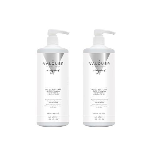 VALQUER Gel Conductor de Ultrasonidos Facial y Corporal | Uso Profesional en Radiofrecuencia, Depilación Láser, Microcorrientes, IPL y Cavitación | Base Agua, Incoloro e Inoloro | 2 Uds de 1L