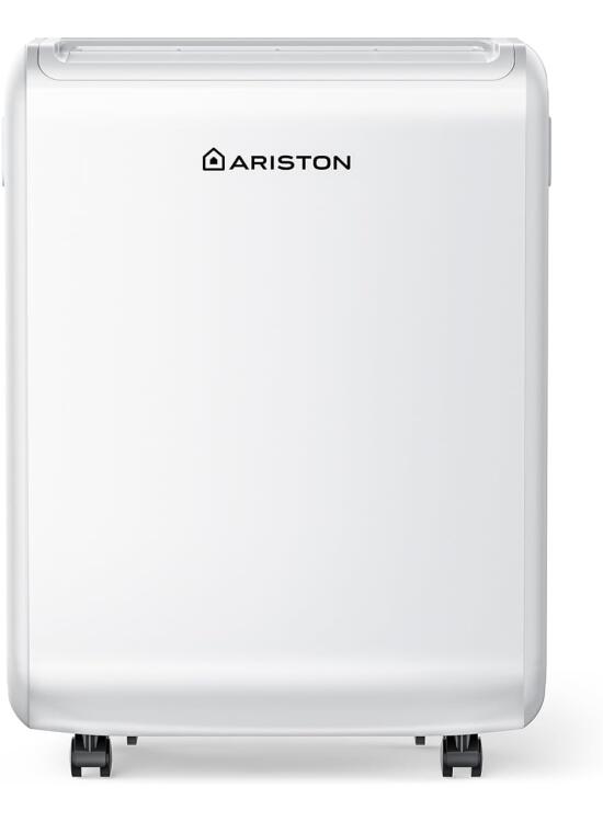 Ariston, Deos 12 - Deshumidificador Silencioso Bajo Consumo con Ruedas y Temporizador, 12L/día, Deshumidificadores de Humedad 35m², ‎22.5x35x47cm - Dehumidifier Fabricado para Instalación en España