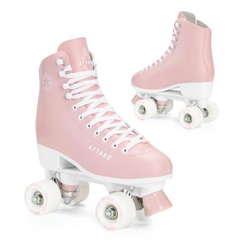 ATTABO Serena - Patines de Ruedas para Mujer, Ajustables (37EU), Material Exterior de Piel ecológica, rodamientos ABEC 3, riel de Aluminio, Ruedas de 54 × 32 mm PU‑82A, protección de los Dedos, Freno