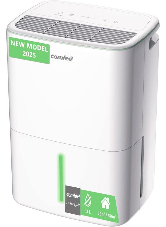 COMFEE’ Deshumidificador 12L para Humedad interior hasta 20 m2 / 50 m3 Aqua Dry - Deshumificador Silencioso compacto y de bajo consumo - Deshumificadores de humedad con Depósito Extraible Nuevo Modelo