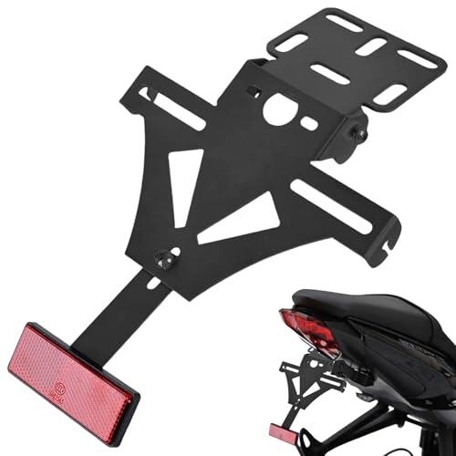WIYETY Soporte de matrícula para motocicleta: Soporte de matrícula universal ajustable, soporte de licencia con iluminación de matrícula para la mayoría de los modelos de motocicletas más comunes