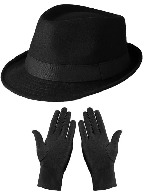 Sombrero de Hombre, Protectores de Dedos, Bombín de Jazz, Fieltro, Ala Corta