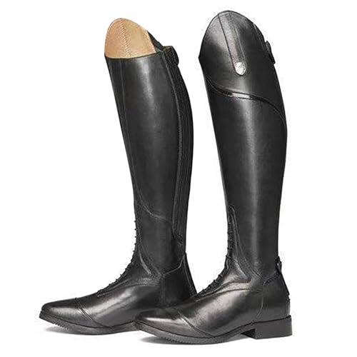 QIeAny Botas Altas De Otoño Ecuestres (34-48), Resistentes Al Desgaste + Cremallera Trasera, Unisex/Antideslizantes, Hasta La Rodilla/Tacón Medio (3-5 Cm), Para Primavera/Otoño,46,Black